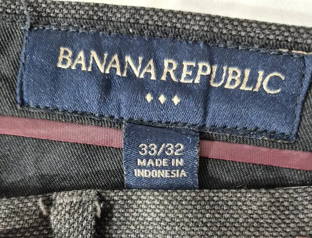 Banana Republic Wool Blend Dress Pants 33x32 Charcoal Gray Textured Trousers